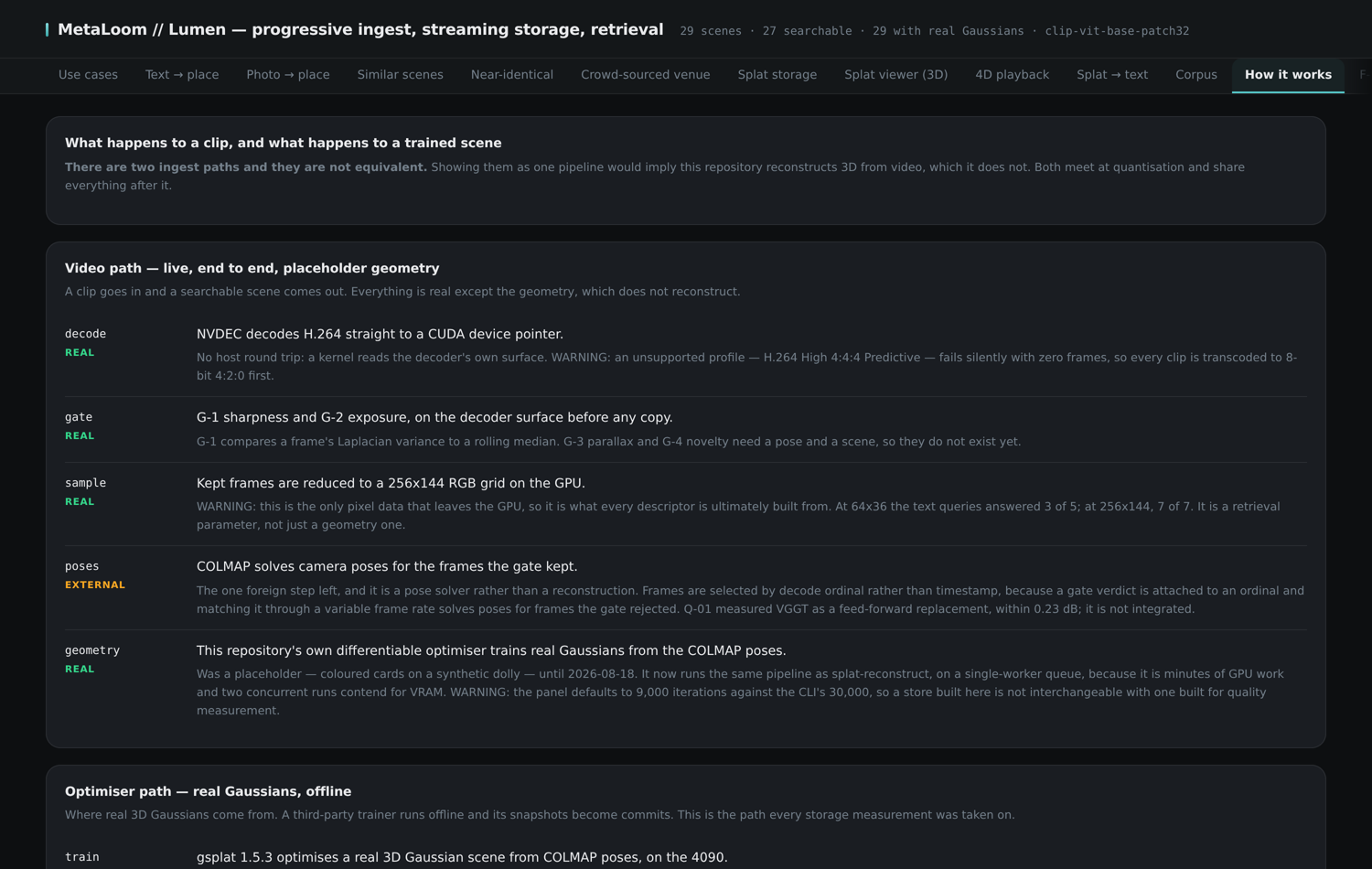 The How it works tab listing each pipeline stage with its evidence