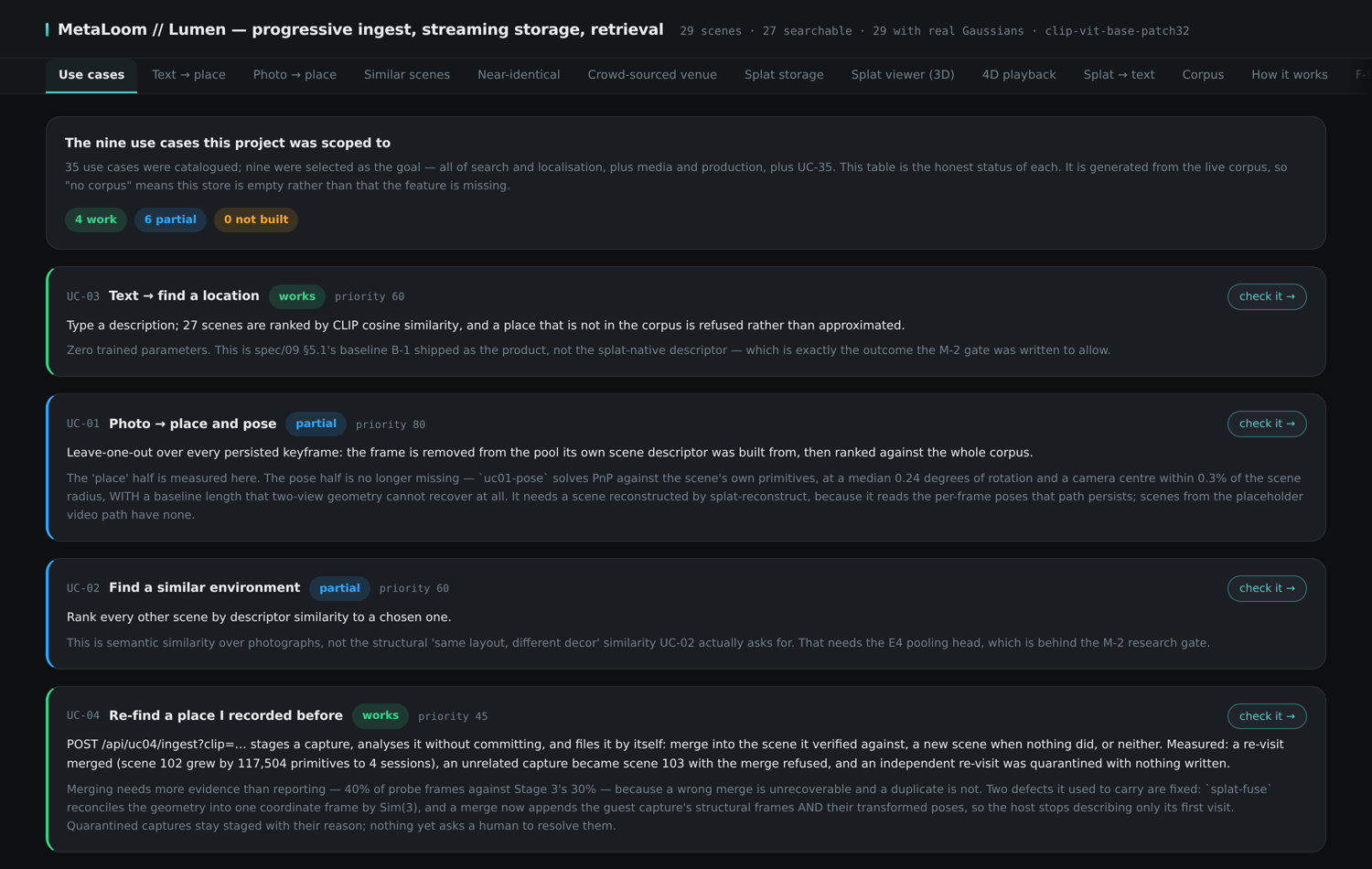 The Lumen web console showing the use case overview tab with status badges