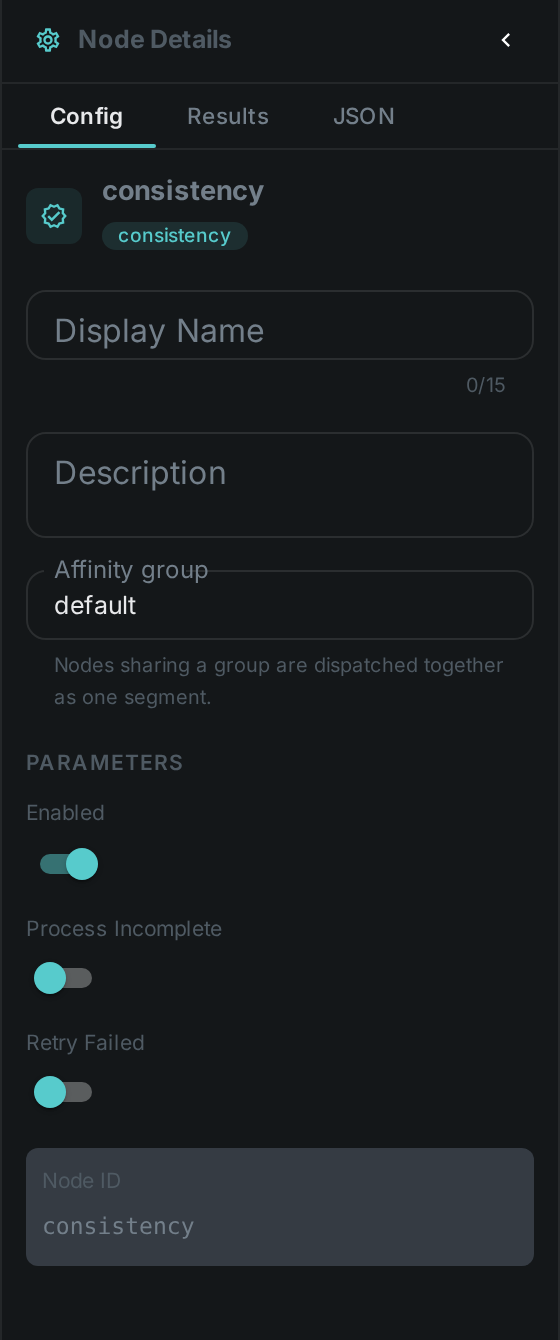 The Consistency Check settings panel