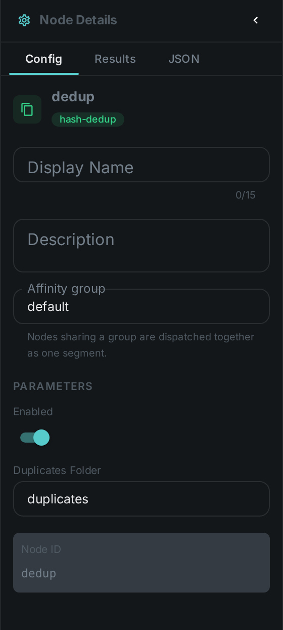 The Deduplication settings panel
