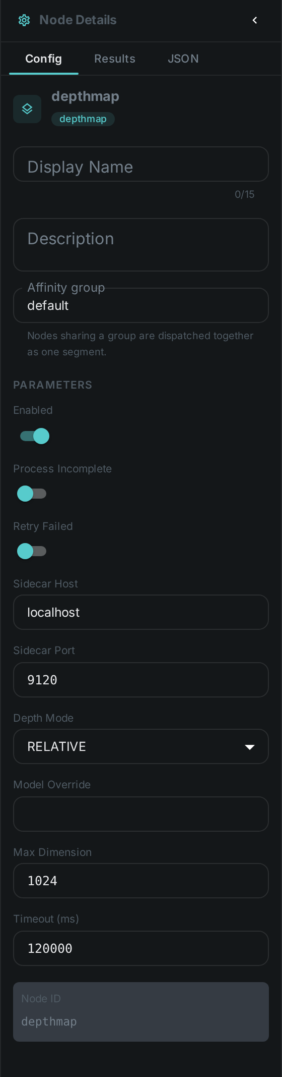 The Depth Map settings panel: Sidecar Host