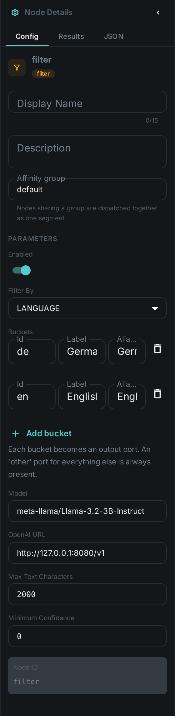 The Filter settings panel: Filter By