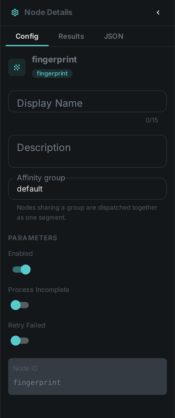 The Fingerprint settings panel