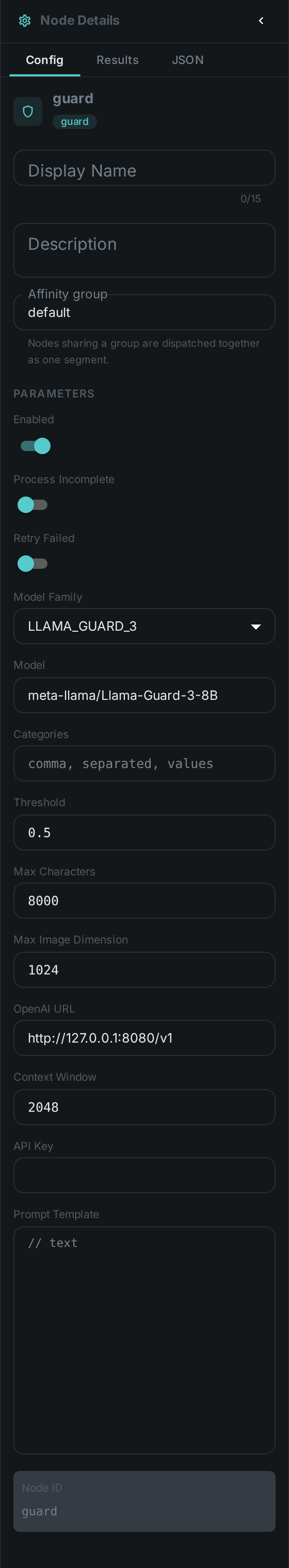 The Content Guard settings panel: Model Family