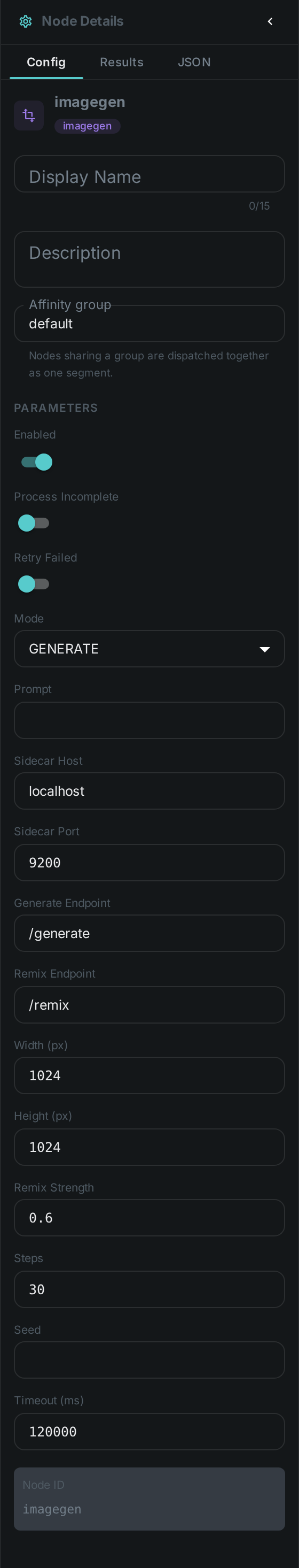The Image Generation settings panel: Mode