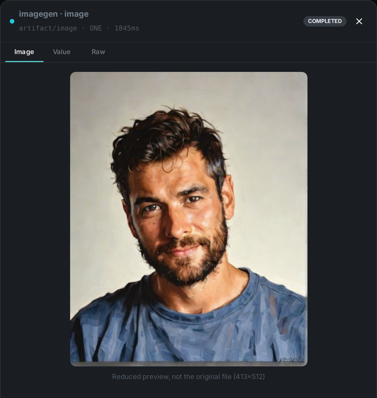 The remixed portrait opened from the card