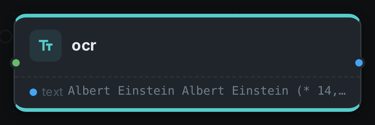 The ocr node after a run