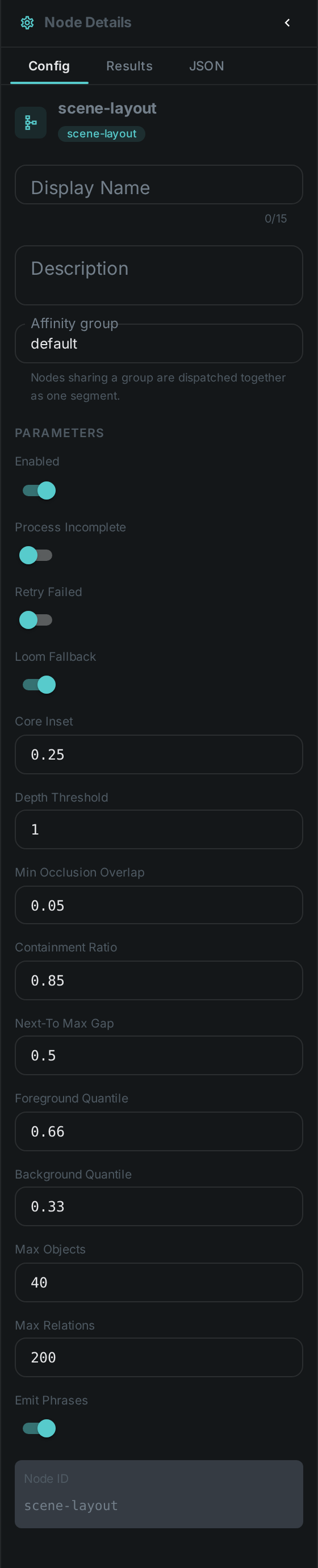 The Scene Layout settings panel: Loom Fallback
