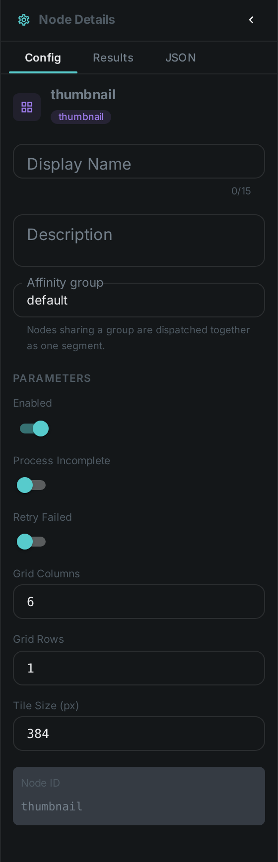The Thumbnail Generator settings panel: Grid Columns