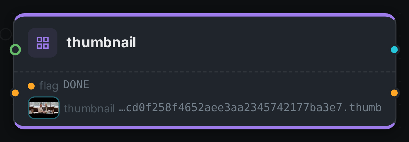 The thumbnail node after a run