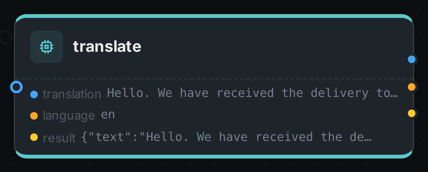 The translate node after a run