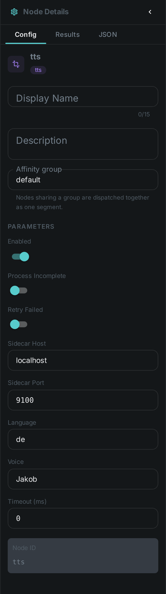 The Text to Speech settings panel: Sidecar Host