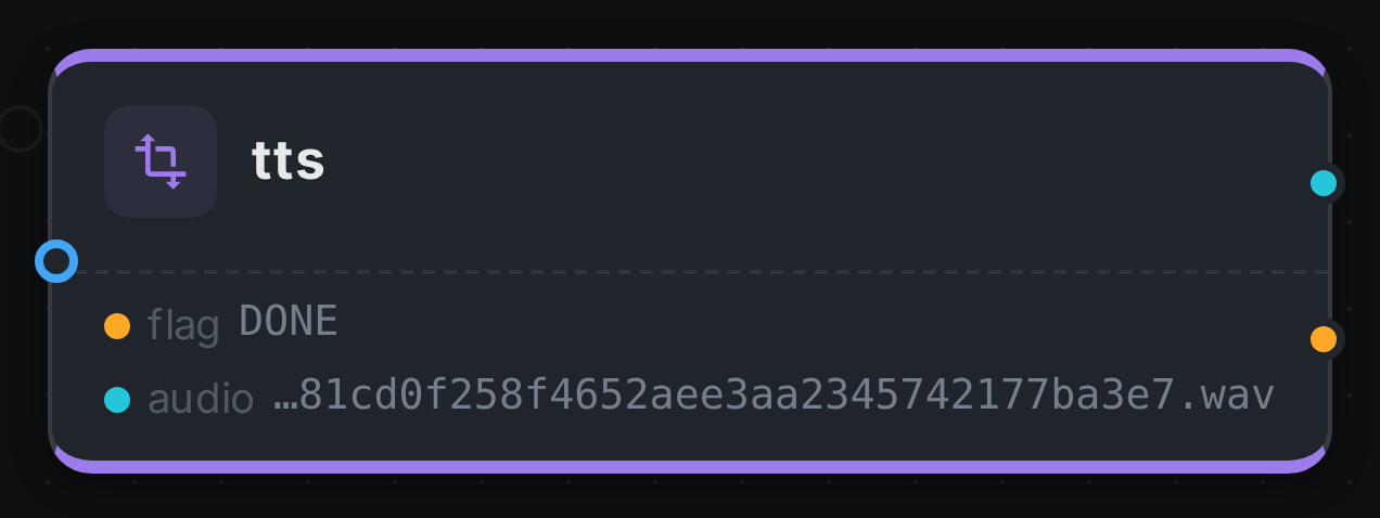 The TTS node after a run