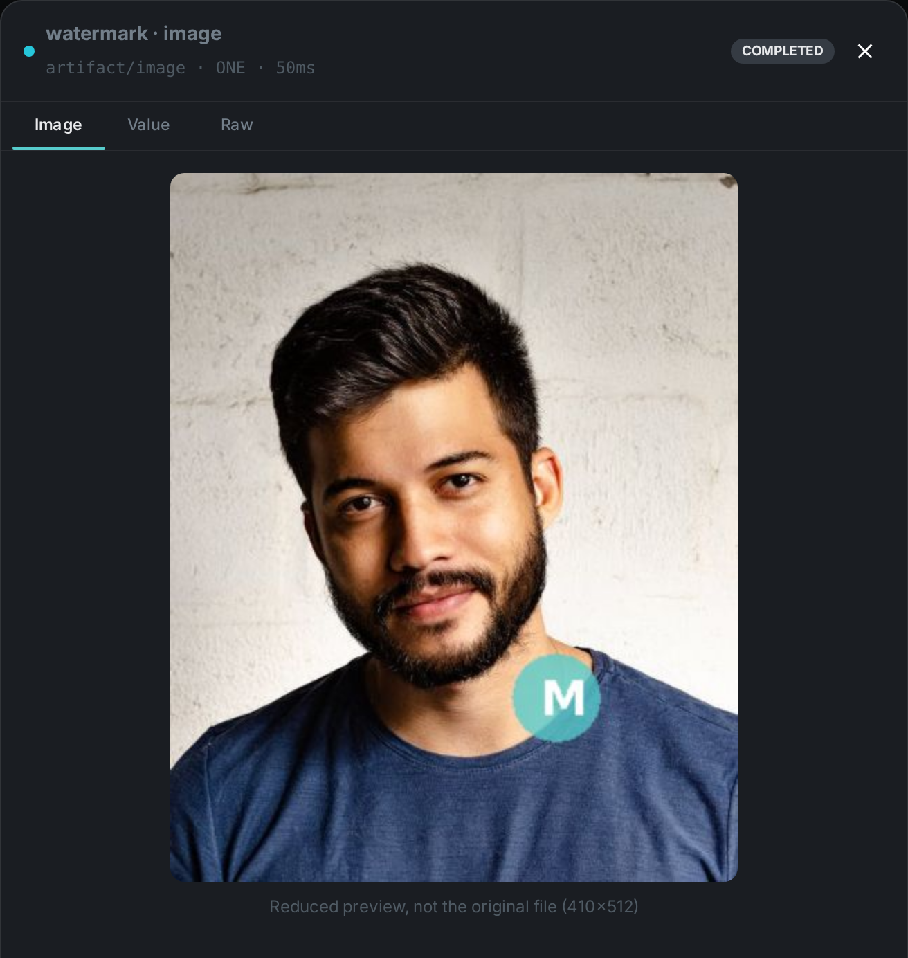 One output of the watermark node opened full size