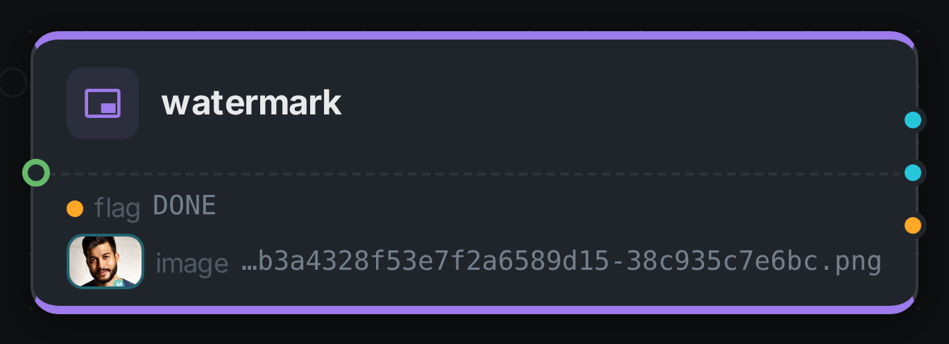 The watermark node after a run