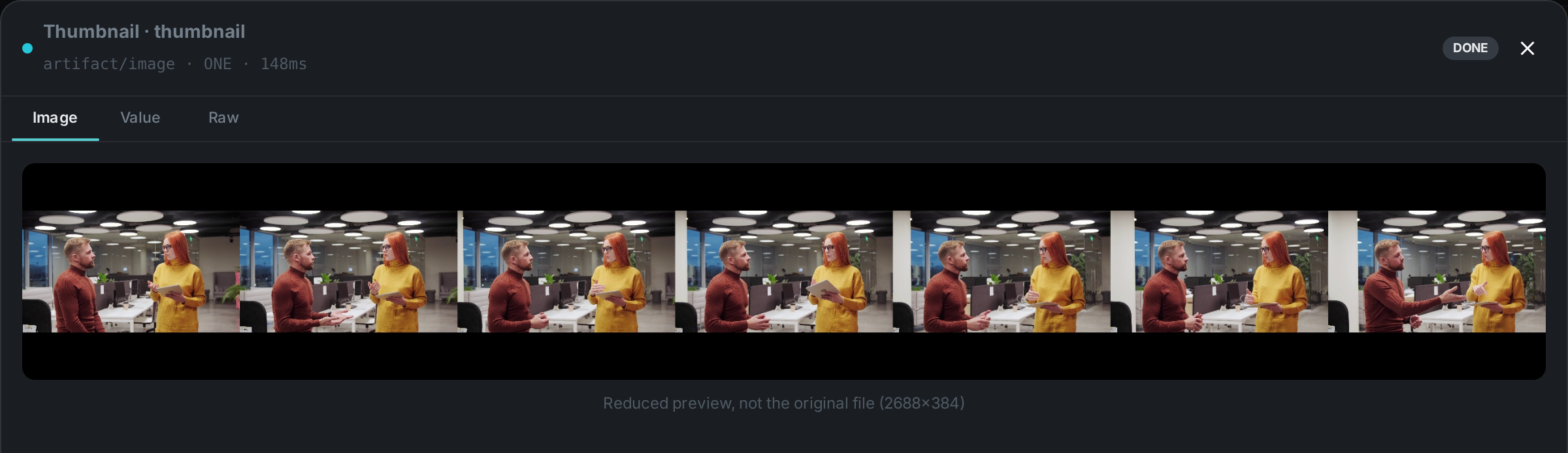 A produced contact sheet opened full size from the node that made it